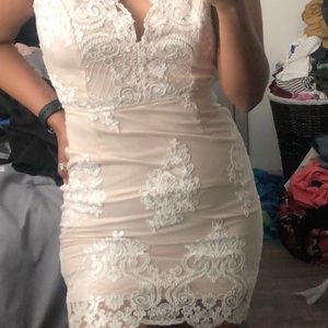 Xenia Boutique Nude White Dress